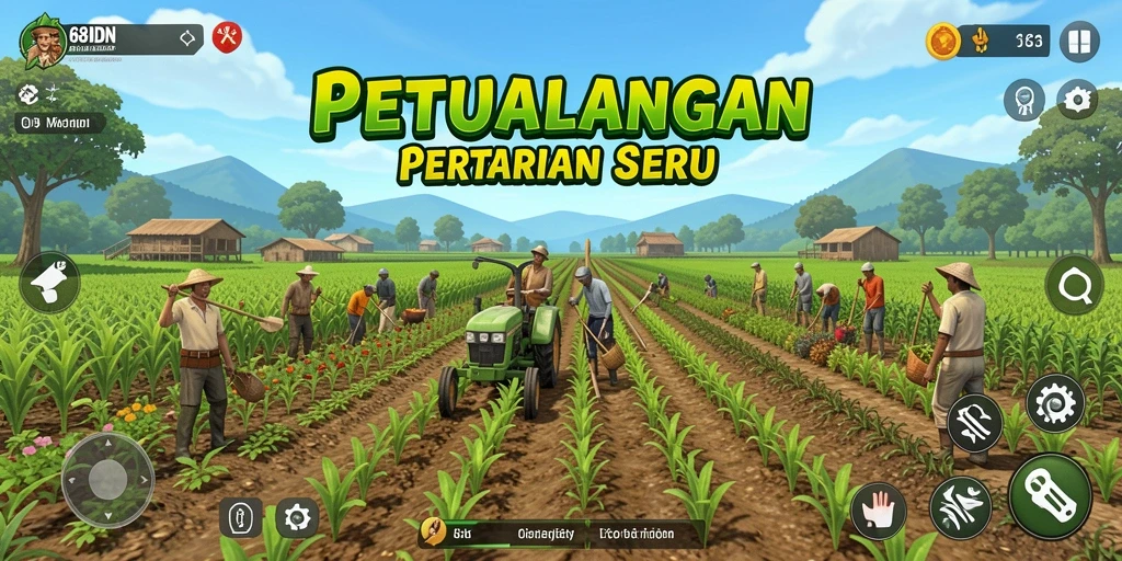 Screenshot gameplay 68IDN menampilkan suasana pertanian yang indah.
