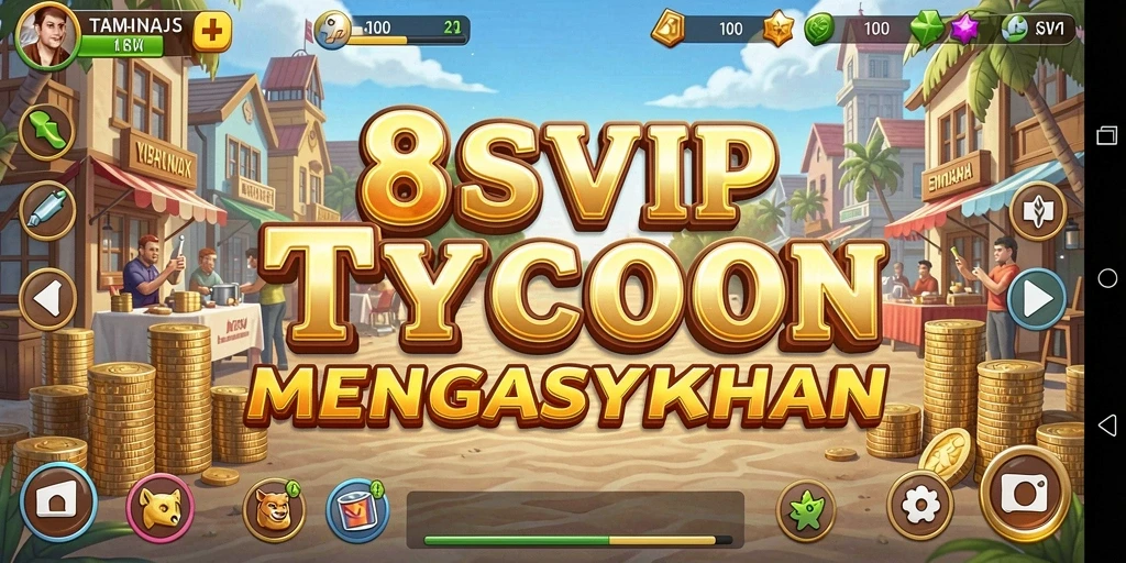 Screenshot gameplay Tycoon yang menunjukkan manajemen bisnis.