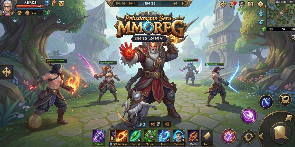 Screenshot utama ASIA128 menampilkan aksi seru dalam dunia MMORPG.