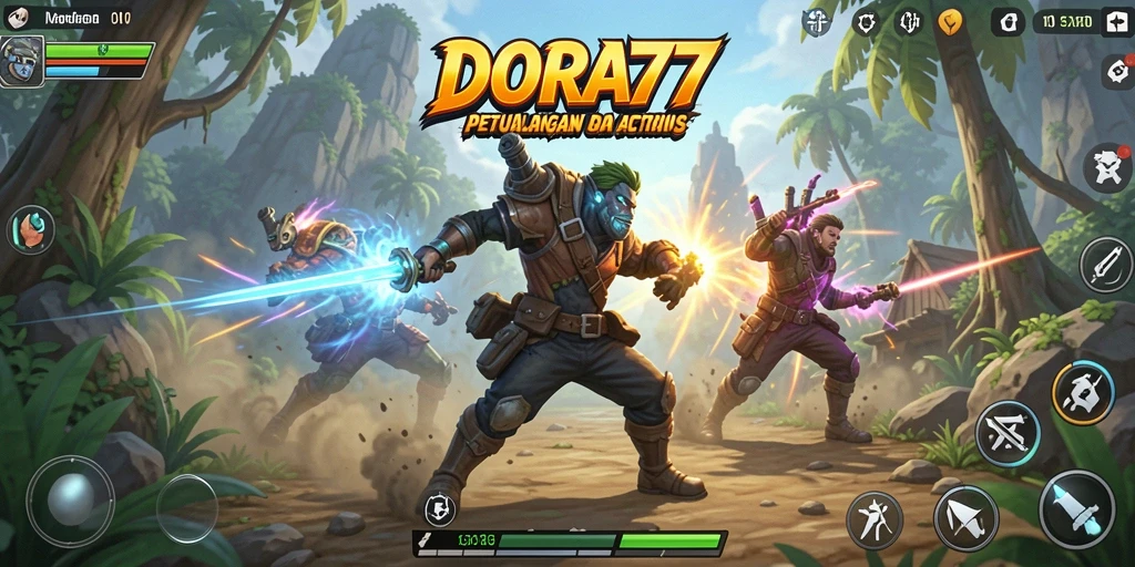 Tangkapan layar DORA77 menunjukkan aksi pertarungan yang intens dan mendebarkan.