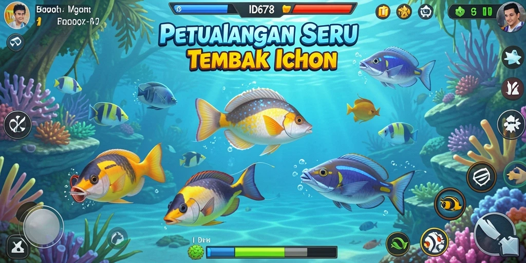 Screenshot ID678 menampilkan aksi tembak ikan yang seru dan menegangkan.