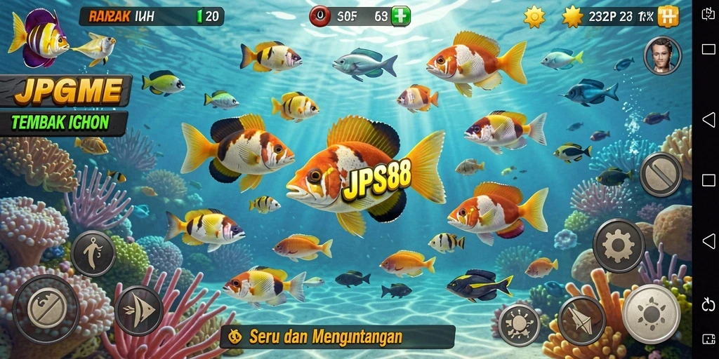 Tampilan gameplay JPS88 dengan aksi menembak ikan yang seru.