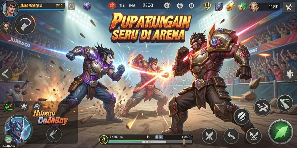 Tampilkan pertarungan seru di JUARAGO dengan grafis menawan.