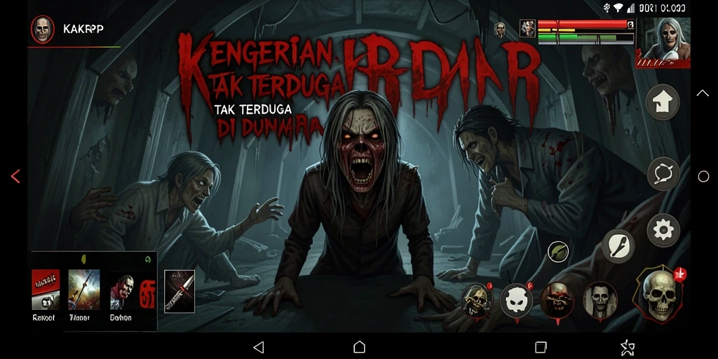 Tampilan gameplay menegangkan dengan suasana gelap dan misterius.