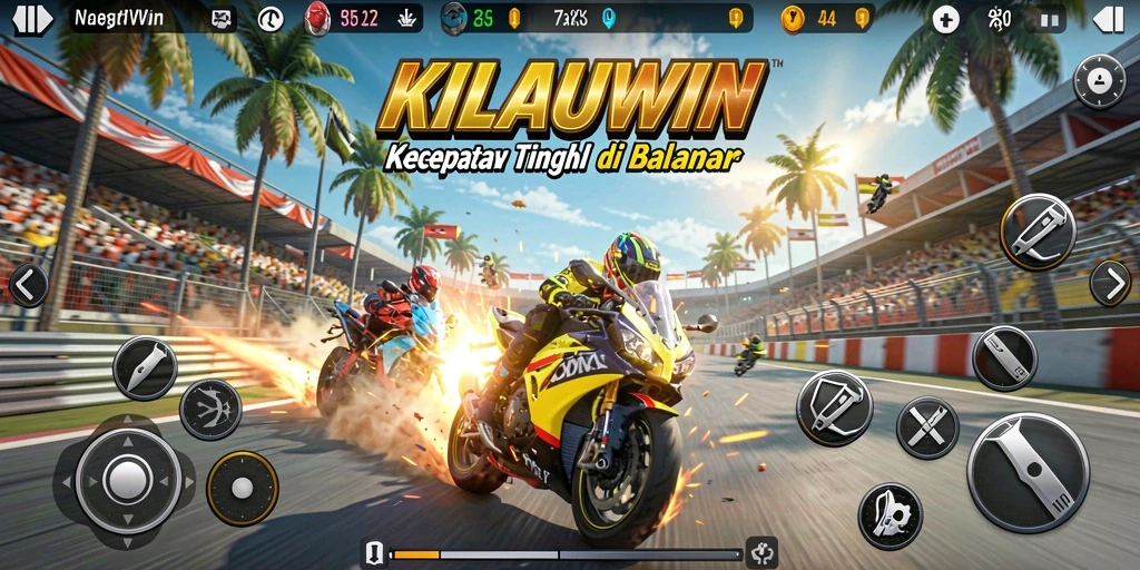 Tampilan aksi balapan motor dalam KILAUWIN yang menarik.
