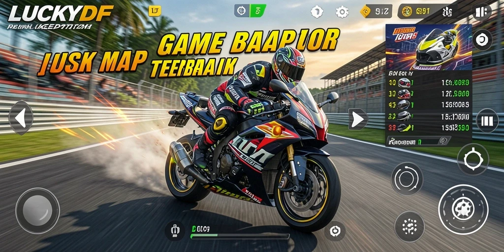 Tampilan gameplay LUCKYDF yang mendebarkan dalam balapan motor.