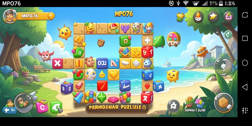 Tampilan gameplay menarik dalam MPO76 yang menantang otak.
