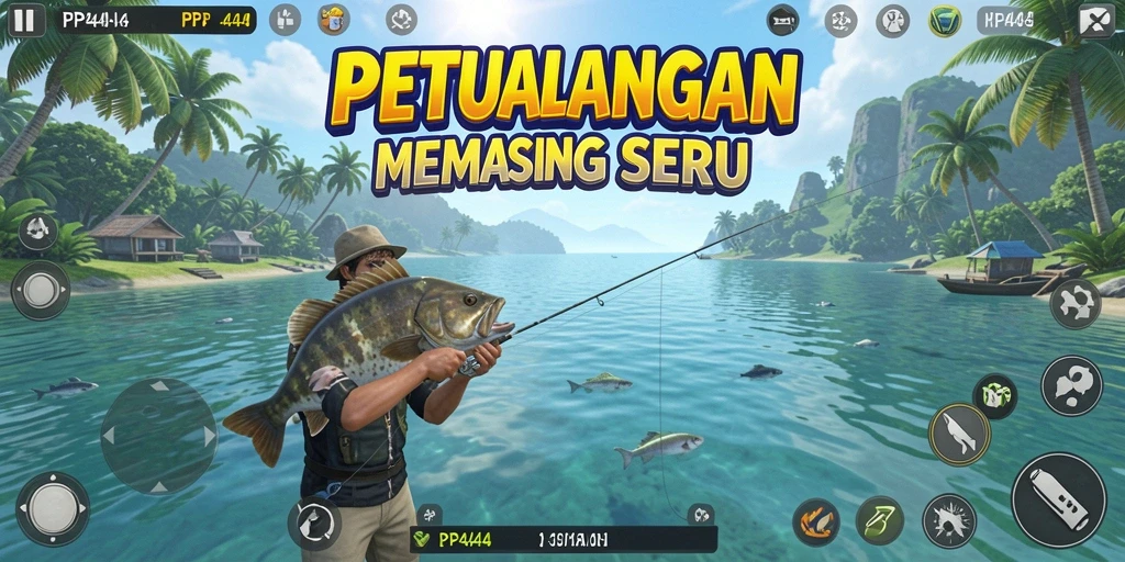 Screenshot gameplay PP444 yang menunjukkan keseruan memancing.