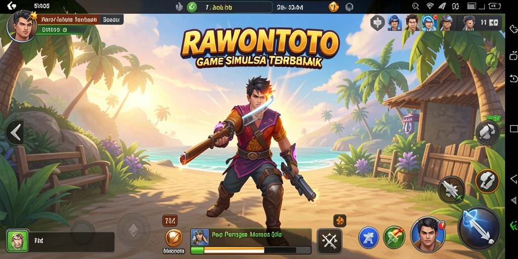 Tampilan gameplay RAWONTOTO dengan elemen simulasi yang menarik.
