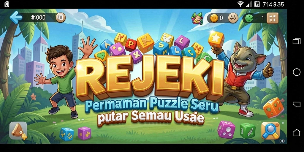 Tampilan gameplay puzzle REJEKI yang menantang dan mengasyikkan.