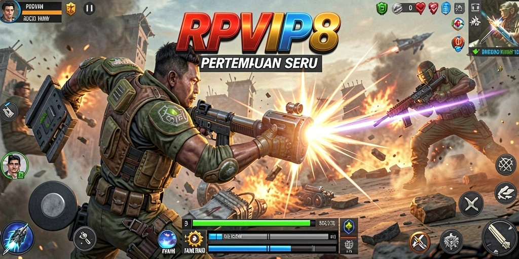 Tangkapan layar RPVIP8 menampilkan aksi pertempuran yang mendebarkan.