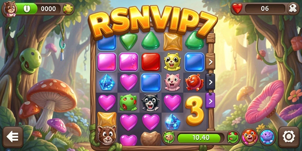 Tampilan menarik dari gameplay Match-3 yang seru.