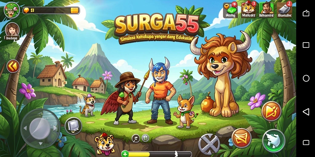 Screenshot gameplay SURGA55 yang menunjukkan simulasi kehidupan yang realistis.