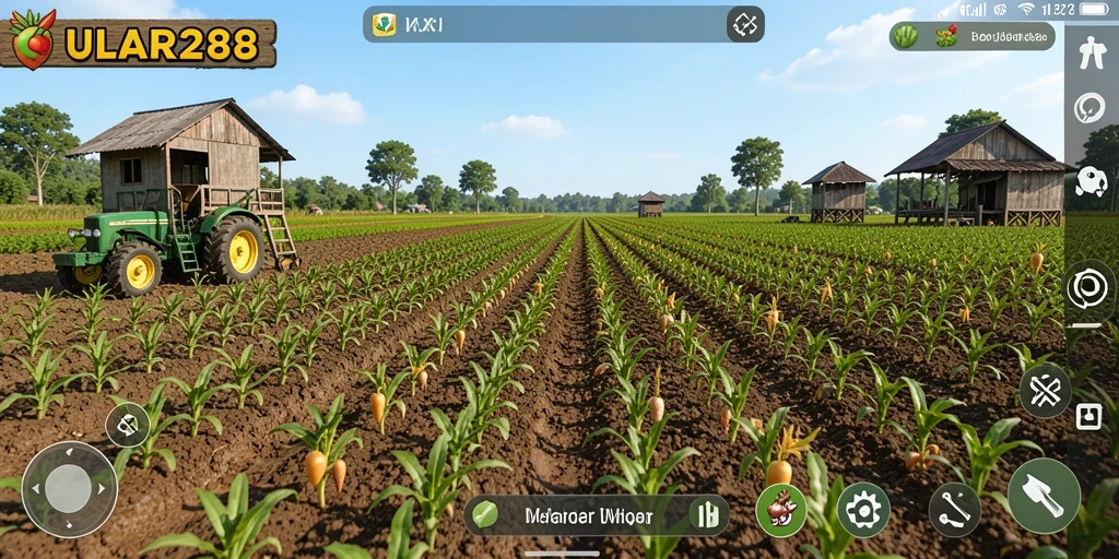 Screenshot gameplay menampilkan petani yang sedang merawat ladang.