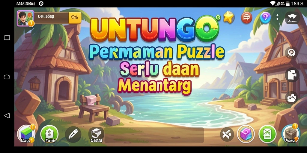 Tampilan gameplay seru UNTUNGGO saat menyelesaikan teka-teki.