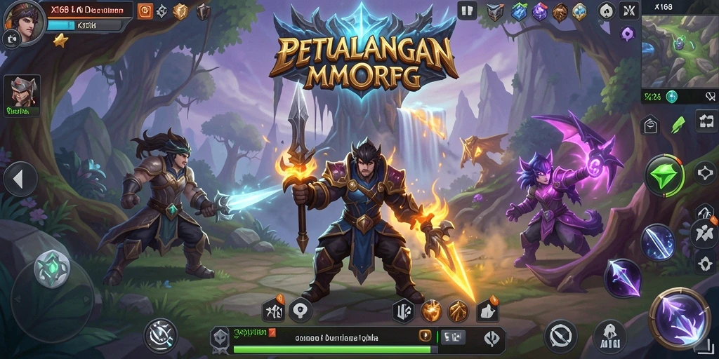 Tampilan gameplay MMORPG X168 yang seru dan interaktif.